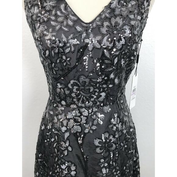 NWT Calvin Klein Floral Sequin Asymmetrical Dress size 6 Prom Wedding Guest - Picture 4 of 12